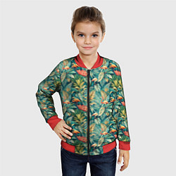 Бомбер детский Тропический фламинго в цветах, цвет: 3D-красный — фото 2