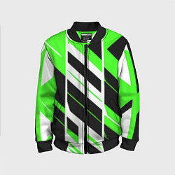 Бомбер детский Black and green stripes on a white background, цвет: 3D-черный