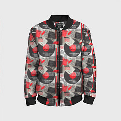 Бомбер детский Абстрактный коллаж, цвет: 3D-черный