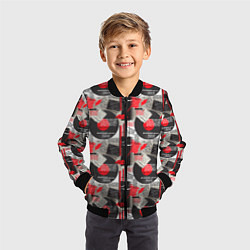 Бомбер детский Абстрактный коллаж, цвет: 3D-черный — фото 2