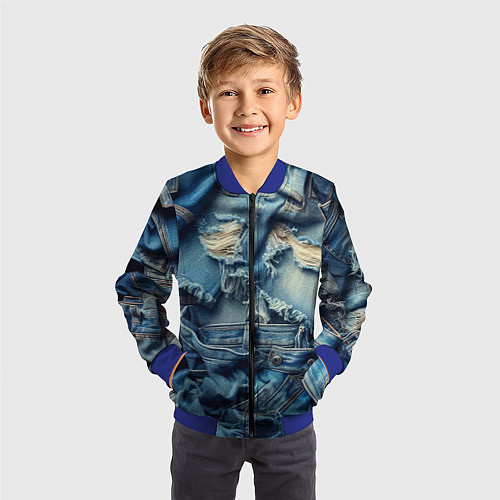 Детский бомбер Denim rags - fashion trend / 3D-Синий – фото 3