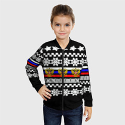 Бомбер детский Rusiia winter pattern, цвет: 3D-черный — фото 2