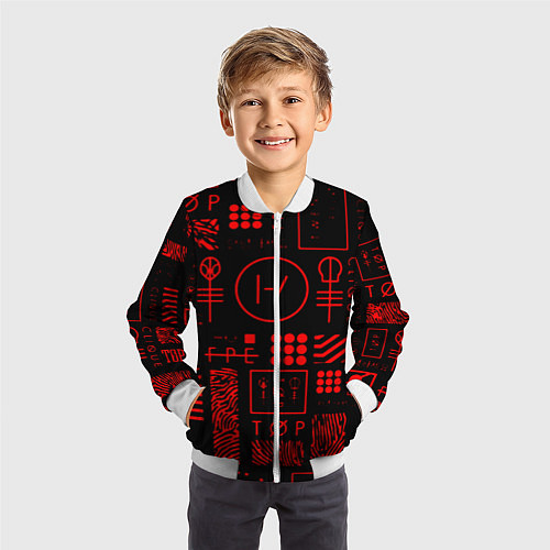 Детский бомбер Twenty one pilots pattern rock / 3D-Белый – фото 3