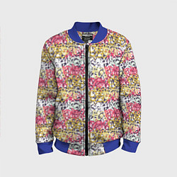 Бомбер детский Граффити с узорами, цвет: 3D-синий