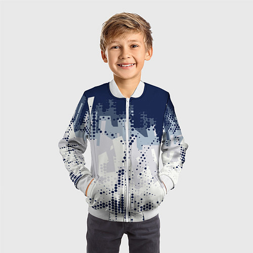 Детский бомбер Яркий абстрактный узор для спорта / 3D-Белый – фото 3