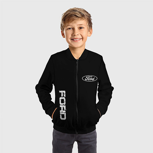 Детский бомбер Ford logo white steel / 3D-Черный – фото 3