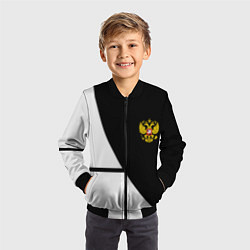 Бомбер детский Герб РФ текстура спорт, цвет: 3D-черный — фото 2
