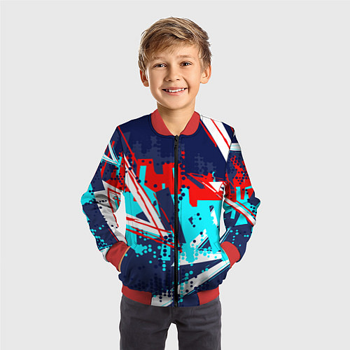 Детский бомбер Яркий абстрактный узор для спорта / 3D-Красный – фото 3