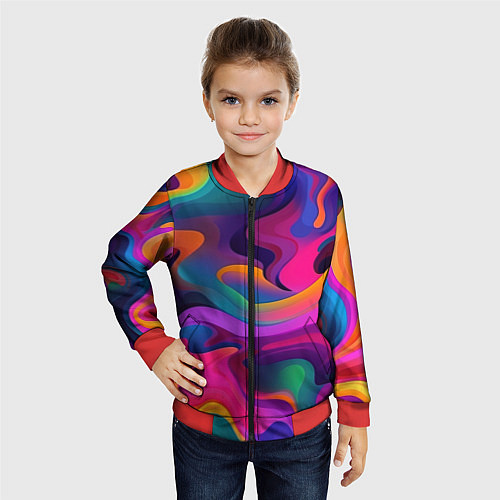 Детский бомбер Неоновые формы / 3D-Красный – фото 4