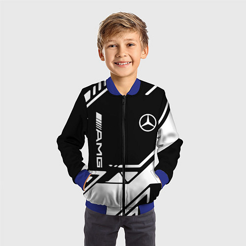 Детский бомбер Mercedes bens geometry / 3D-Синий – фото 3