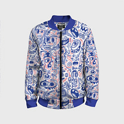 Бомбер детский Рожицы с узорами, цвет: 3D-синий