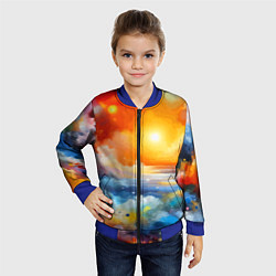 Бомбер детский Закат солнца - разноцветные облака, цвет: 3D-синий — фото 2