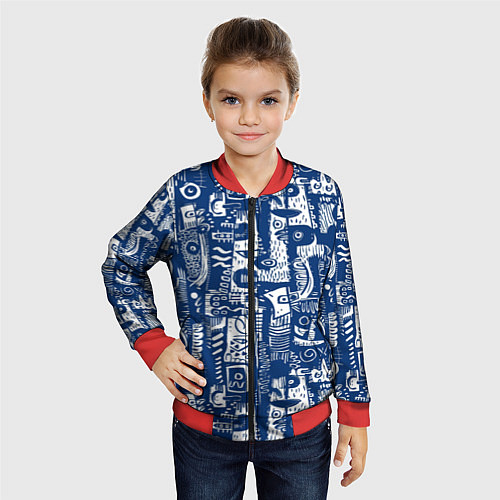 Детский бомбер Маски туземные абстракция / 3D-Красный – фото 4