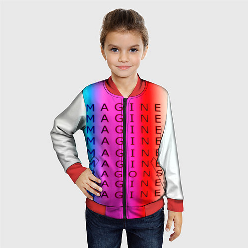 Детский бомбер Imagine Dragons neon rock / 3D-Красный – фото 4