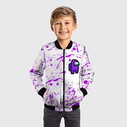 Бомбер детский Among us neon colors game, цвет: 3D-черный — фото 2
