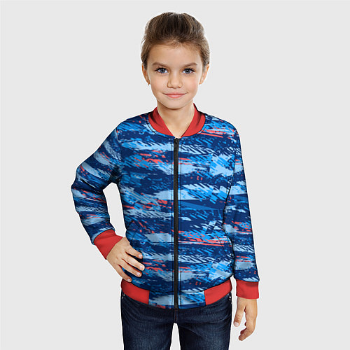 Детский бомбер Яркий абстрактный рисунок для спорта / 3D-Красный – фото 4