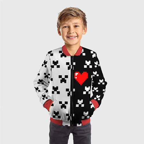 Детский бомбер Minecraft pattern love / 3D-Красный – фото 3