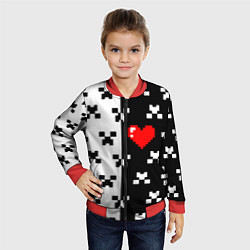 Бомбер детский Minecraft pattern love, цвет: 3D-красный — фото 2