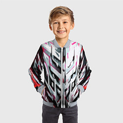 Бомбер детский Хаотичная красно-белая абстракция, цвет: 3D-серый — фото 2