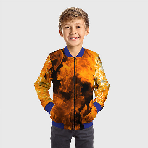 Детский бомбер Оранжевый огонь / 3D-Синий – фото 3