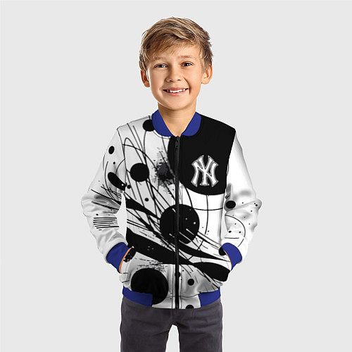 Детский бомбер New York Yankees baseball team - abstraction / 3D-Синий – фото 3