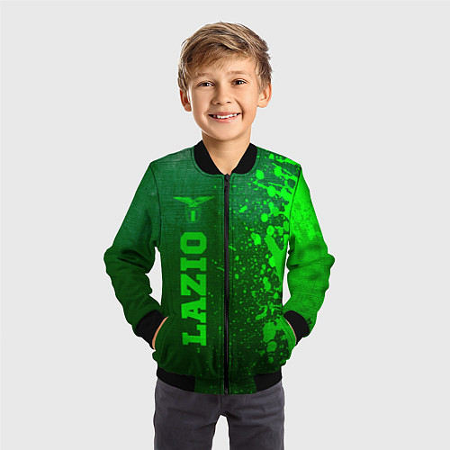 Детский бомбер Lazio - green gradient по-вертикали / 3D-Черный – фото 3