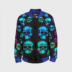 Детский бомбер Neon skulls - ai art pattern