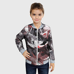 Бомбер детский Абстрактный узор черно-серый, цвет: 3D-серый — фото 2