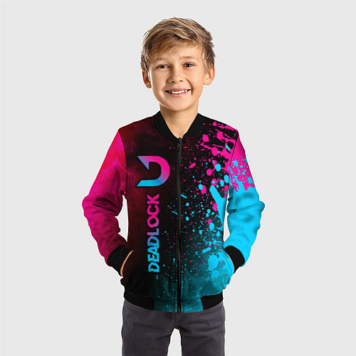 Детский бомбер Deadlock - neon gradient по-вертикали / 3D-Черный – фото 3