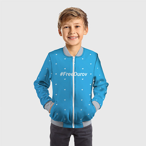 Детский бомбер Freedurov паттерн из самолётиков / 3D-Серый – фото 3