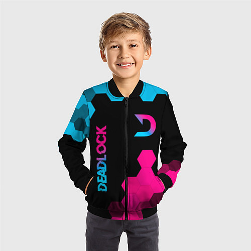 Детский бомбер Deadlock - neon gradient вертикально / 3D-Черный – фото 3