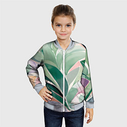 Бомбер детский Листья акварель, цвет: 3D-серый — фото 2