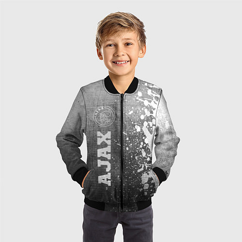 Детский бомбер Ajax - grey gradient по-вертикали / 3D-Черный – фото 3