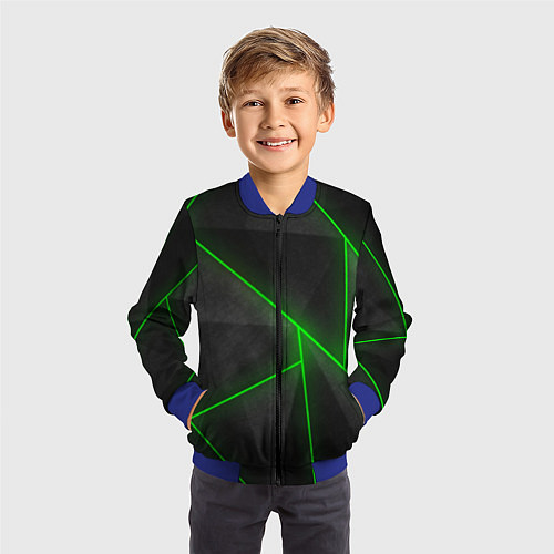 Детский бомбер Лучи неон абстракция / 3D-Синий – фото 3