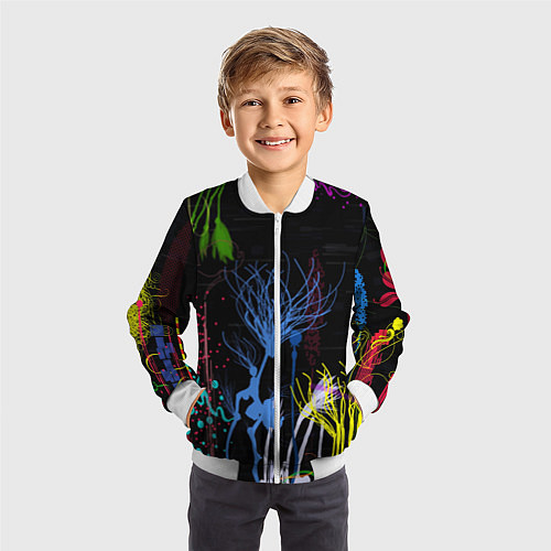 Детский бомбер Неоновый сюреализм / 3D-Белый – фото 3