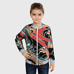 Бомбер детский Дракон контрасты, цвет: 3D-серый — фото 2