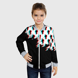 Бомбер детский Billie Eilish pattern glitch, цвет: 3D-серый — фото 2