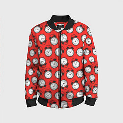 Бомбер детский Будильник паттерн, цвет: 3D-черный