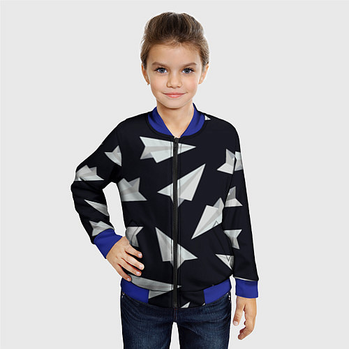 Детский бомбер Белый бумажный самолётик - Телеграм / 3D-Синий – фото 4