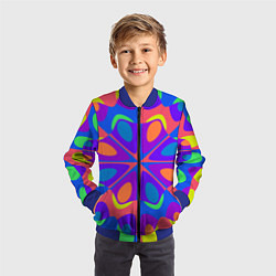 Бомбер детский Оптический узор красочная мозаика, цвет: 3D-синий — фото 2