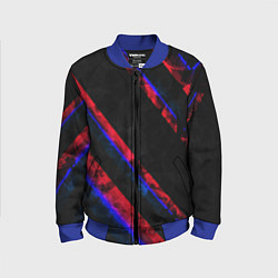 Бомбер детский Неоновые штрихи геометрия, цвет: 3D-синий