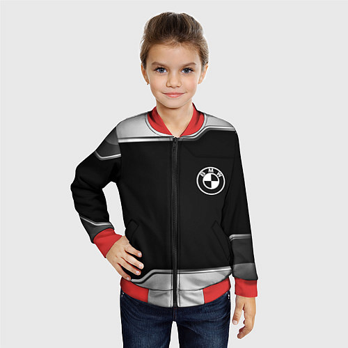 Детский бомбер BMW авто текстура / 3D-Красный – фото 4