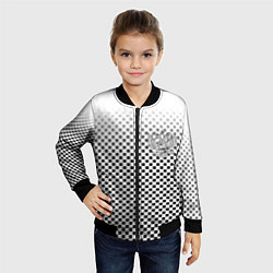 Бомбер детский Герб РФ клетка паттерн, цвет: 3D-черный — фото 2