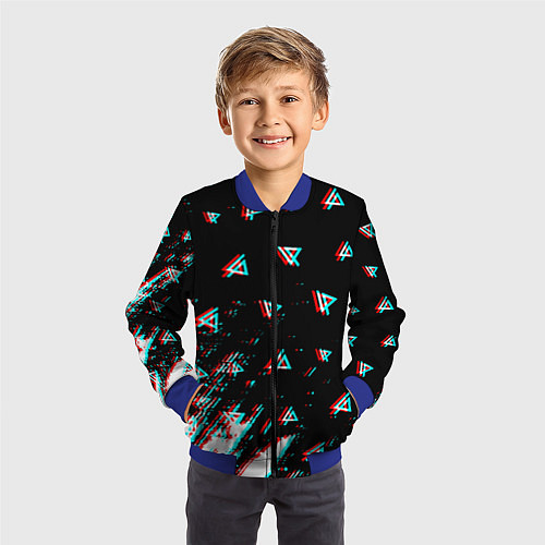 Детский бомбер Linkin park glitch patern / 3D-Синий – фото 3