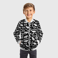 Бомбер детский Marshmello pattern music, цвет: 3D-белый — фото 2