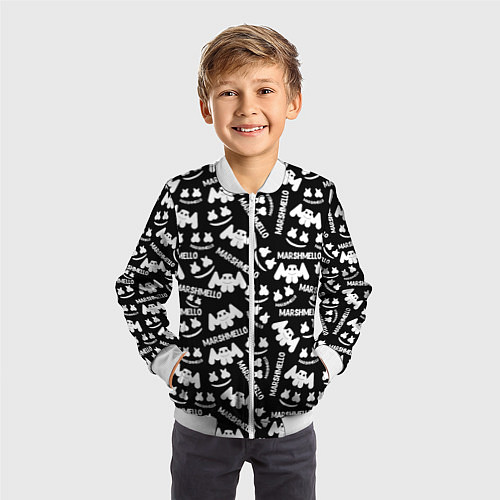 Детский бомбер Marshmello pattern music / 3D-Белый – фото 3