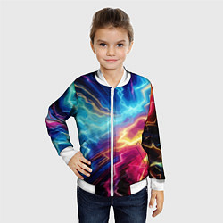 Бомбер детский Разряд неоновых молний - нейроарт, цвет: 3D-белый — фото 2