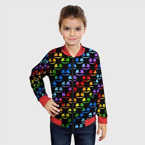 Детский бомбер Marshmello pattern neon / 3D-Красный – фото 4