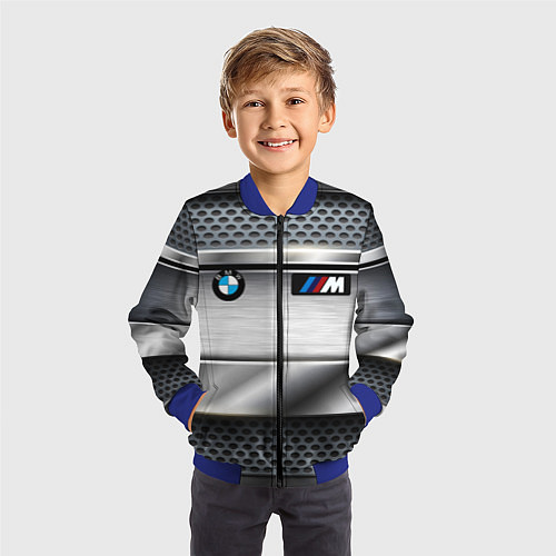 Детский бомбер BMW metal texture / 3D-Синий – фото 3