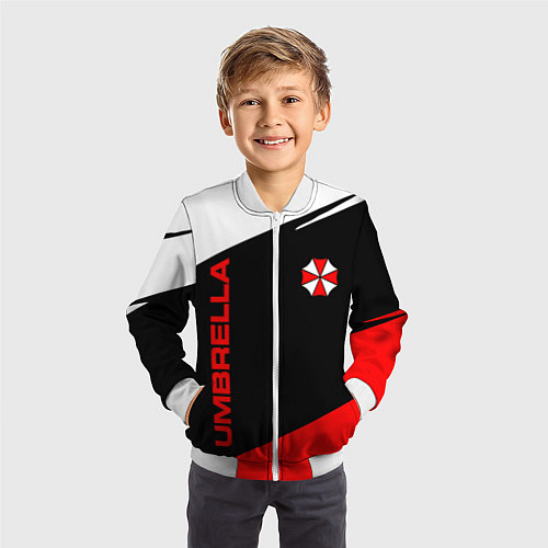 Детский бомбер Umbrella corporation - resident evil / 3D-Белый – фото 3